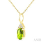 1/50 Ctw Oval Cut 6X4 MM Peridot and Round Cut Diamond Semi-Precious Pendant With Chain in 10K Yellow Gold
