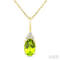 1/50 Ctw Oval Cut 6X4 MM Peridot and Round Cut Diamond Semi-Precious Pendant With Chain in 10K Yellow Gold