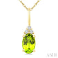 1/50 Ctw Oval Cut 6X4 MM Peridot and Round Cut Diamond Semi-Precious Pendant With Chain in 10K Yellow Gold
