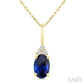 1/50 Ctw Oval Cut 6X4 MM Sapphire and Round Cut Diamond Precious Pendant With Chain in 10K Yellow Gold