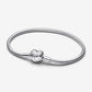 Pandora Sterling Silver Lab-grown Diamond Heart Clasp Snake Chain Bracelet