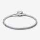 Pandora Sterling Silver Lab-grown Diamond Heart Clasp Snake Chain Bracelet