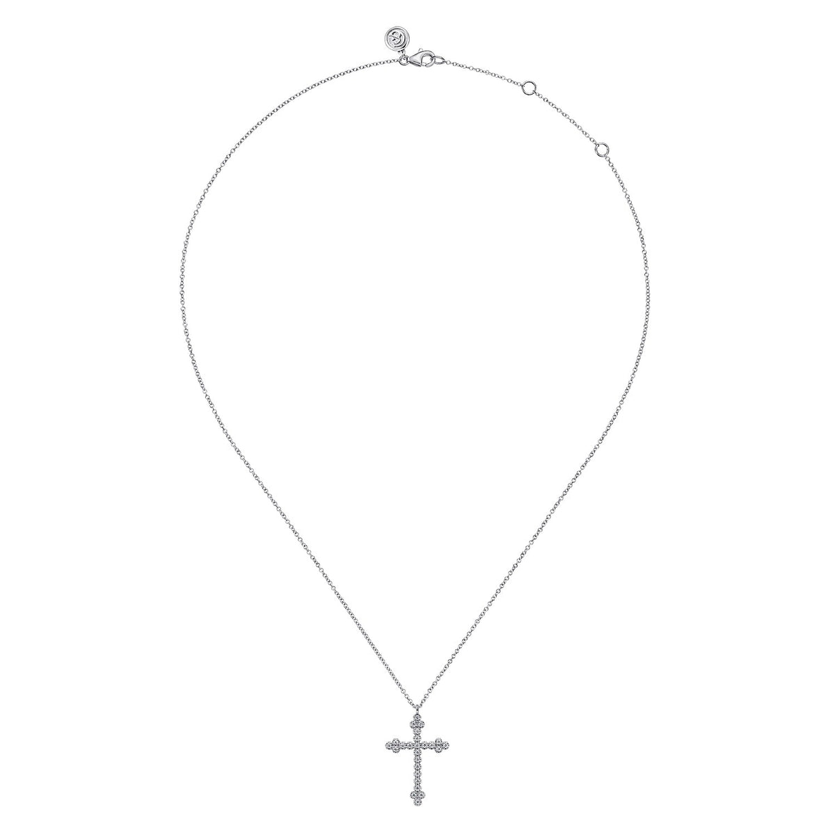 Gabriel & Co. 14K White Gold Diamond Cross Pendant Necklace 1/4CTW