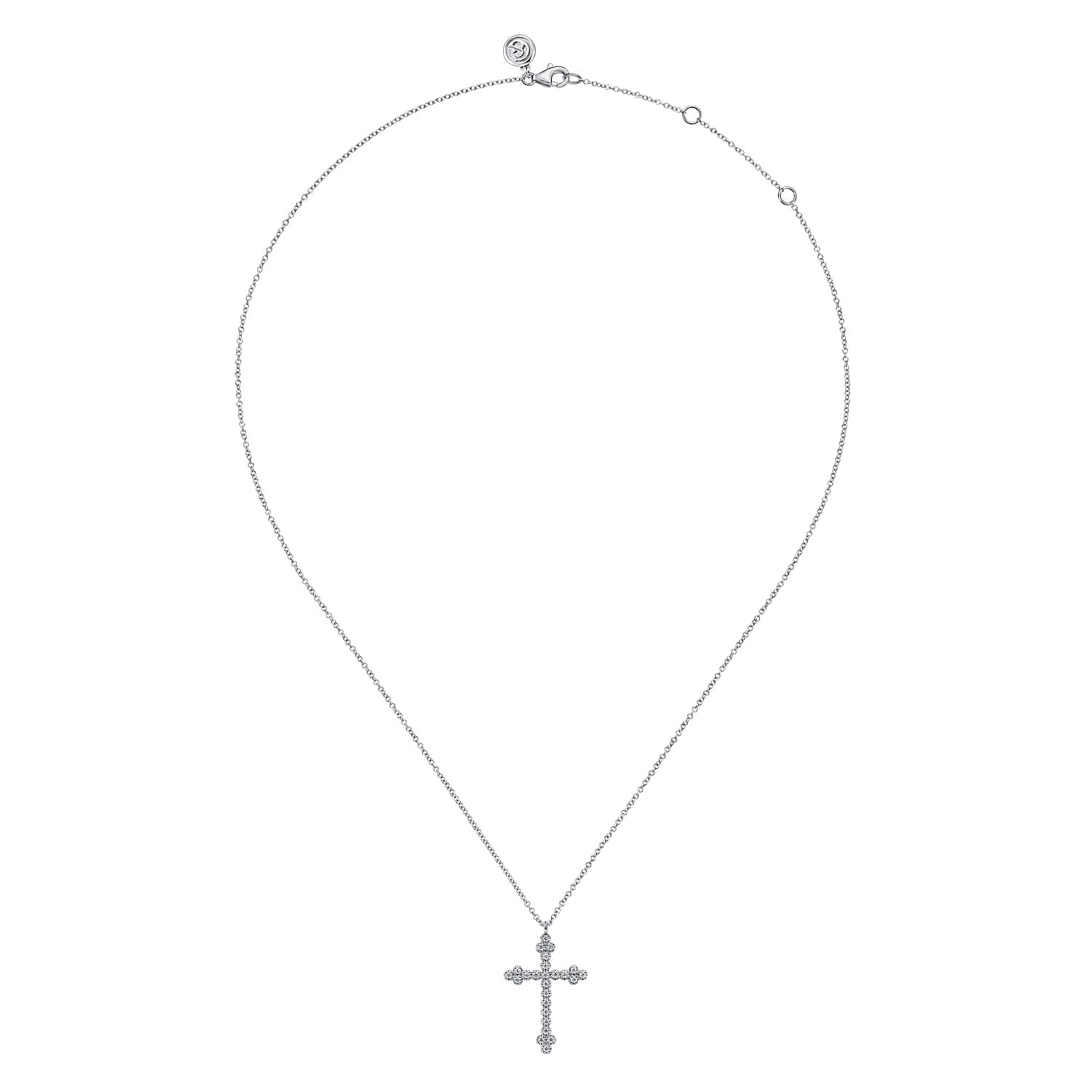 Gabriel & Co. 14K White Gold Diamond Cross Pendant Necklace 1/4CTW