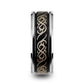 RAIZEN Tungsten Carbide Wedding Ring with Dual Offset Grooves and Laser Engraved Celtic Pattern Polished and Beveled Edg
