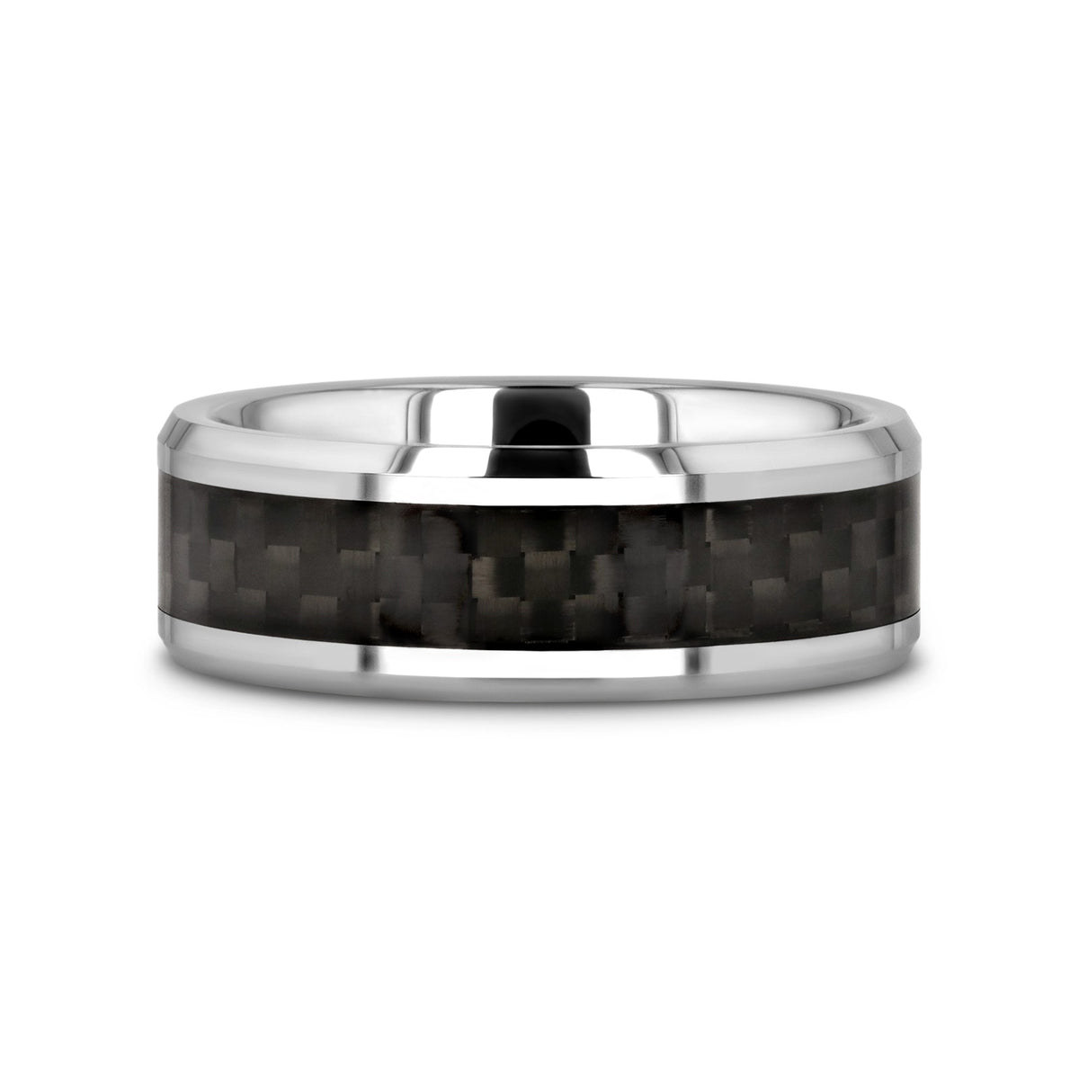 MAXIMUS Black Carbon Fiber Inlay Tungsten Carbide Wedding Band - 4mm - 12mm - 8mm