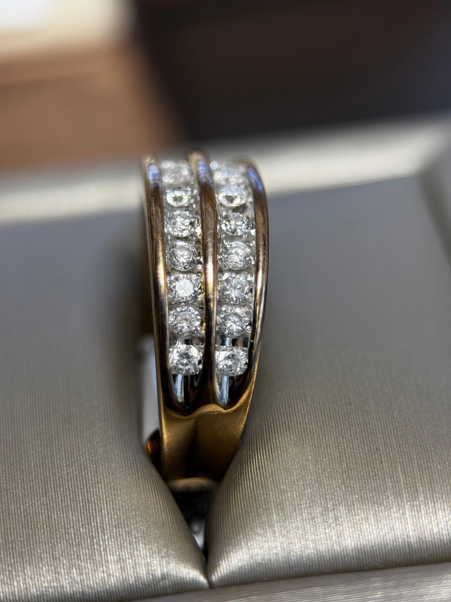 Two Row Diamond Band Ring 10k Yellow Gold