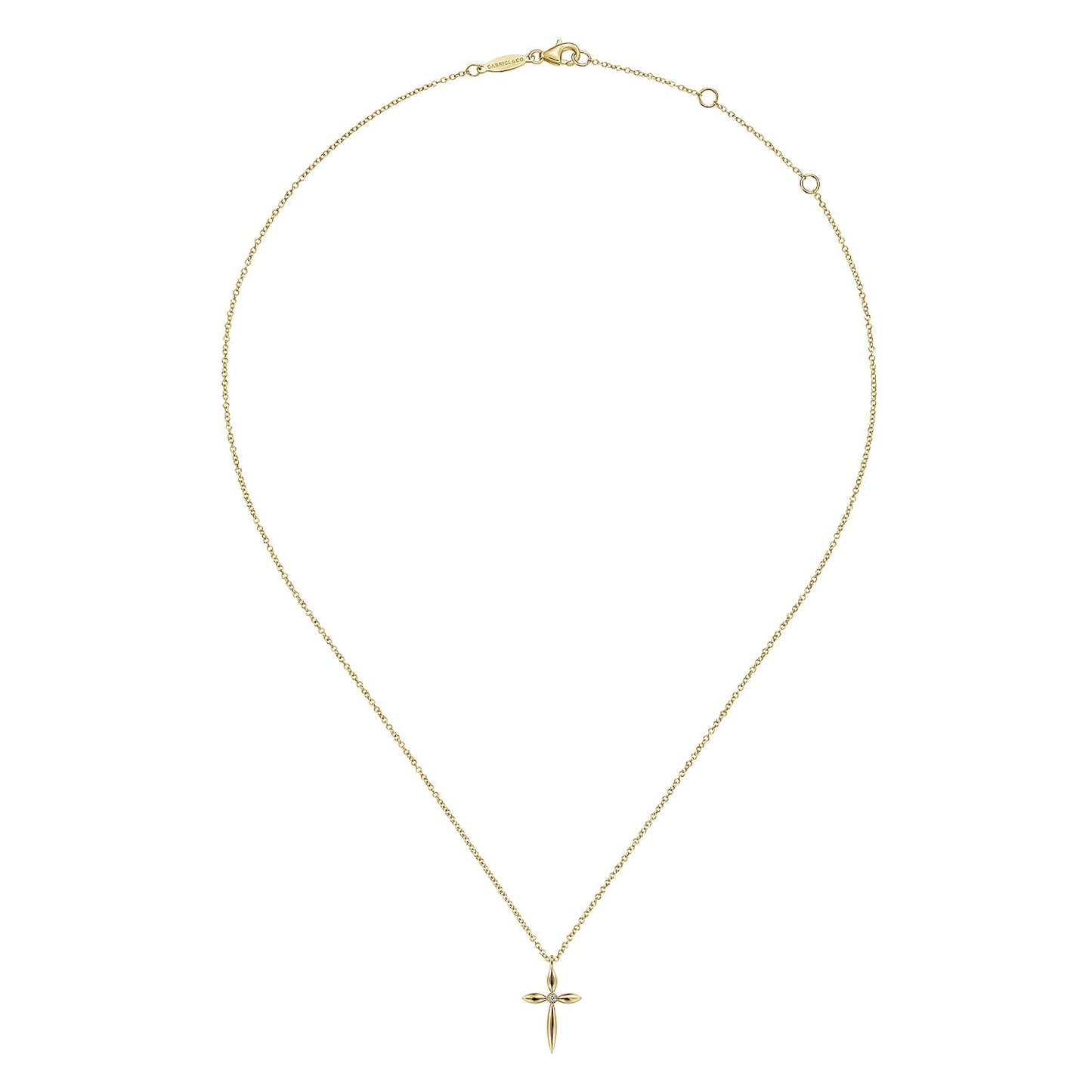 Gabriel & Co. 14K Yellow Gold Diamond Cross Pendant Necklace .01CTW