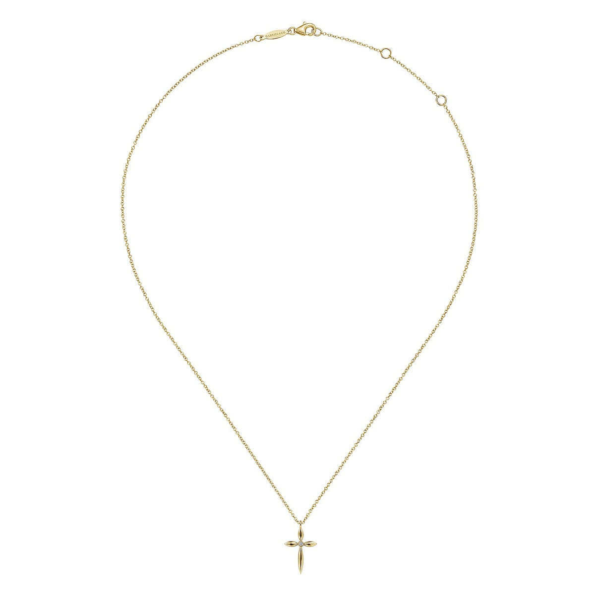 Gabriel & Co. 14K Yellow Gold Diamond Cross Pendant Necklace .01CTW