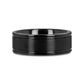 TURNER Flat Brushed Finish Center Black Tungsten Carbide Wedding Band with Dual Offset Grooves and Polished Edges - 6mm 