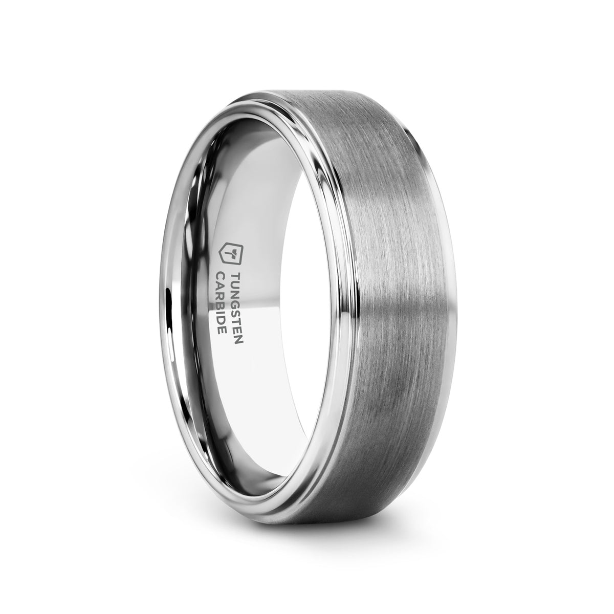 OPTIMUS Raised Center with Brush Finish Tungsten Ring - 4mm - 12mm - 8mm
