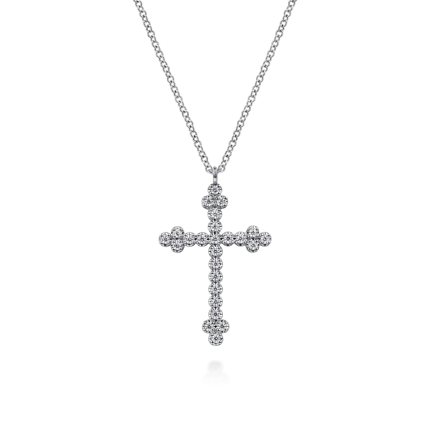 Gabriel & Co. 14K White Gold Diamond Cross Pendant Necklace 1/4CTW