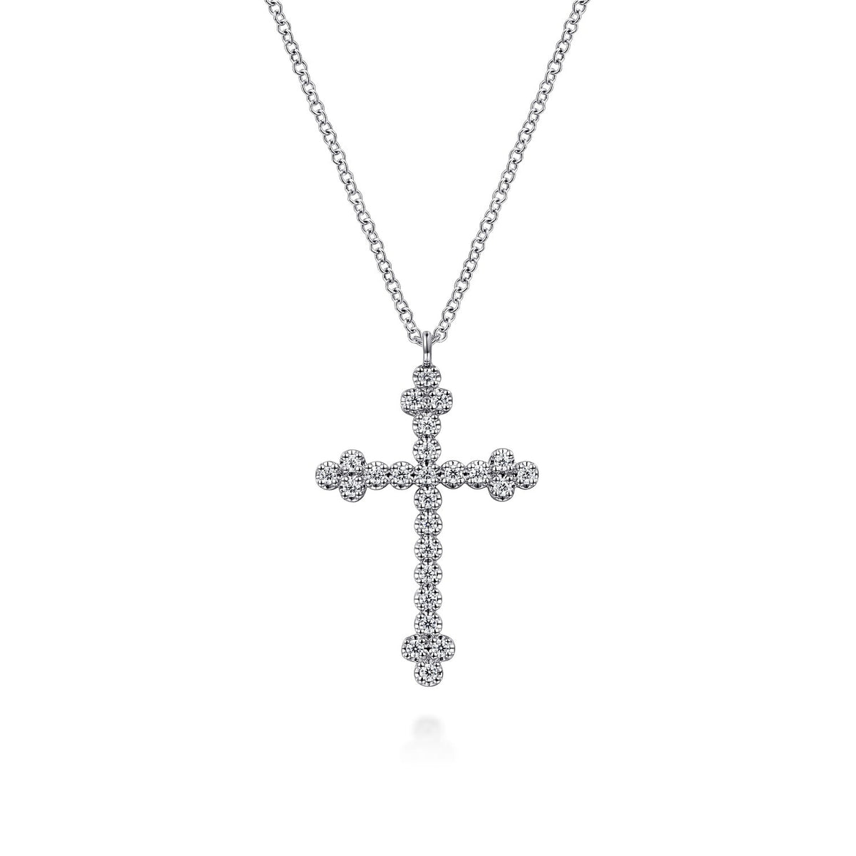 Gabriel & Co. 14K White Gold Diamond Cross Pendant Necklace 1/4CTW