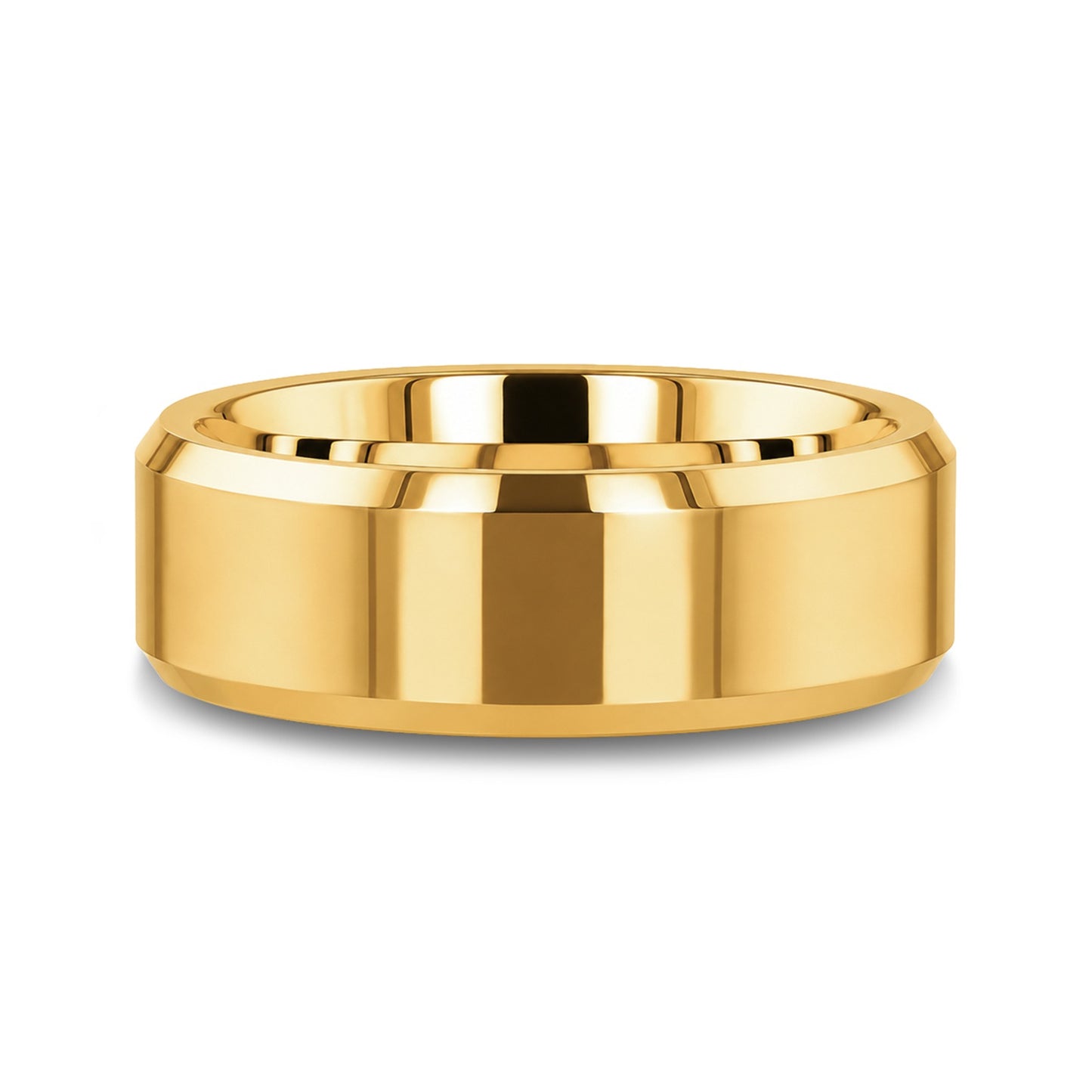 RHODES Gold-Plated Beveled Tungsten Carbide Ring - 4mm - 8mm