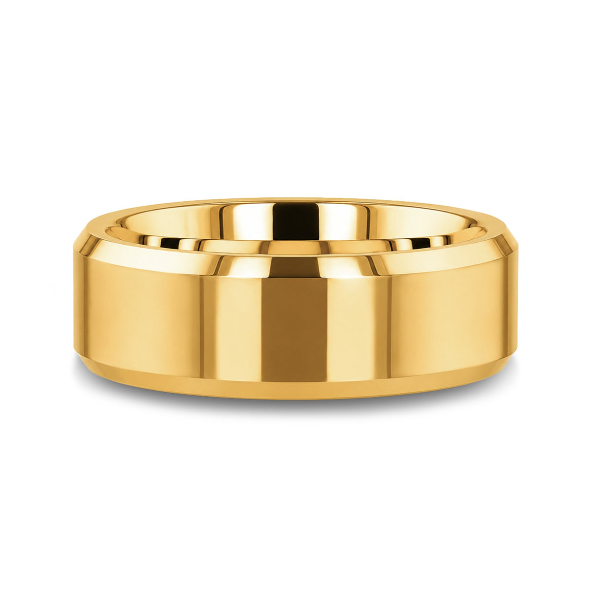 RHODES Gold-Plated Beveled Tungsten Carbide Ring - 4mm - 8mm