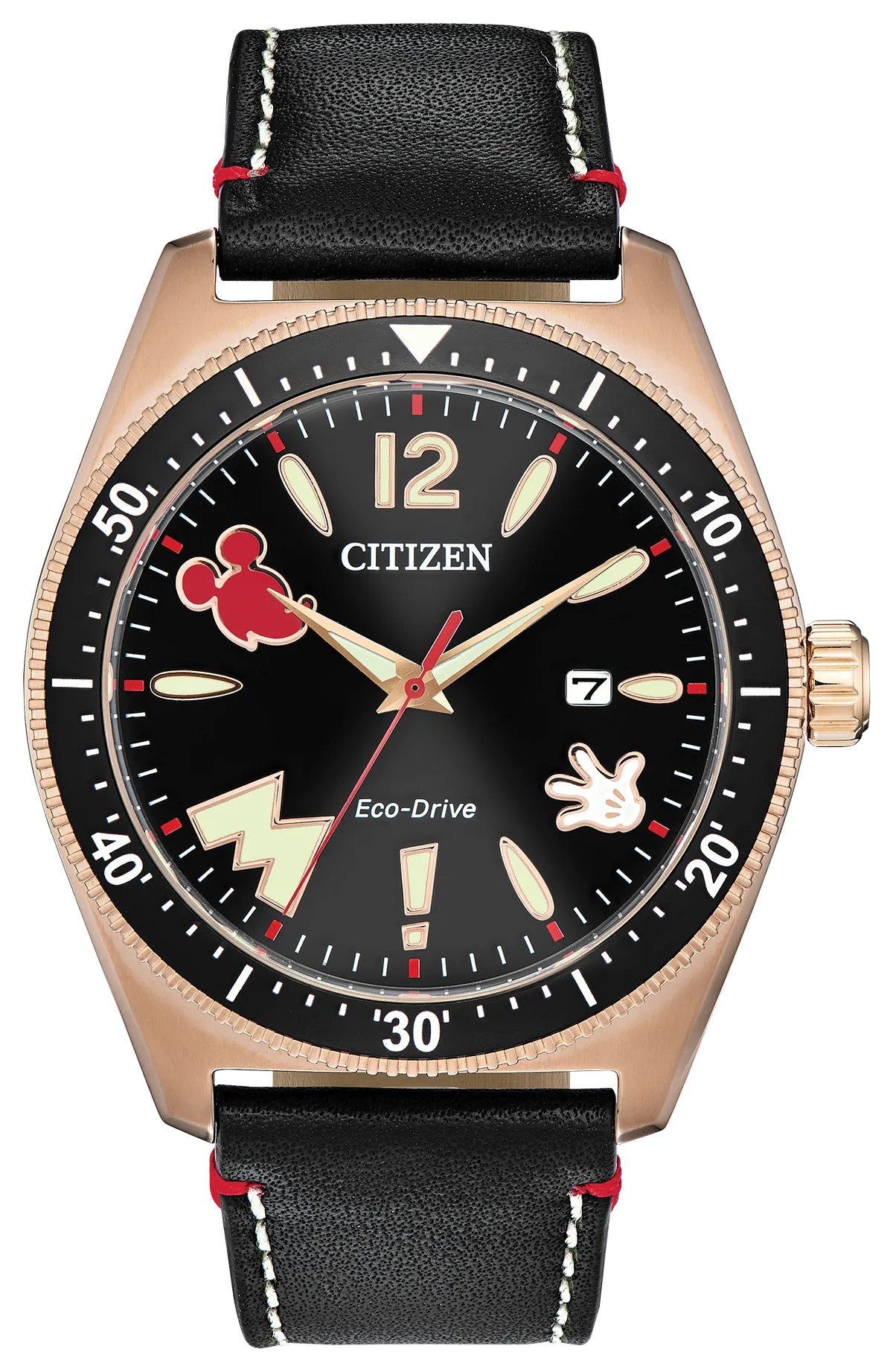 Citizen Mickey Mouse Black Dial Leather Strap AW1596-08W AW159608W