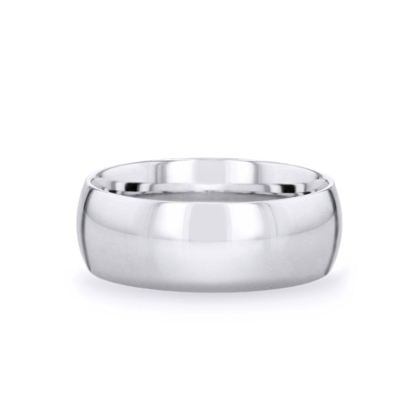 VIVID Silver Polished Finish Domed Wedding Band - 4mm & 8mm
