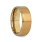 AURELIANO Yellow Gold Plating Titanium Men's Wedding Band With Flat Brushed Finish Center And Rounded Polished Edges - 8