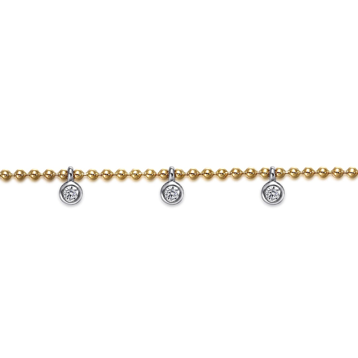 Gabriel & Co. 14K White and Yellow Gold Bujukan White Sapphire Droplet Bracelet