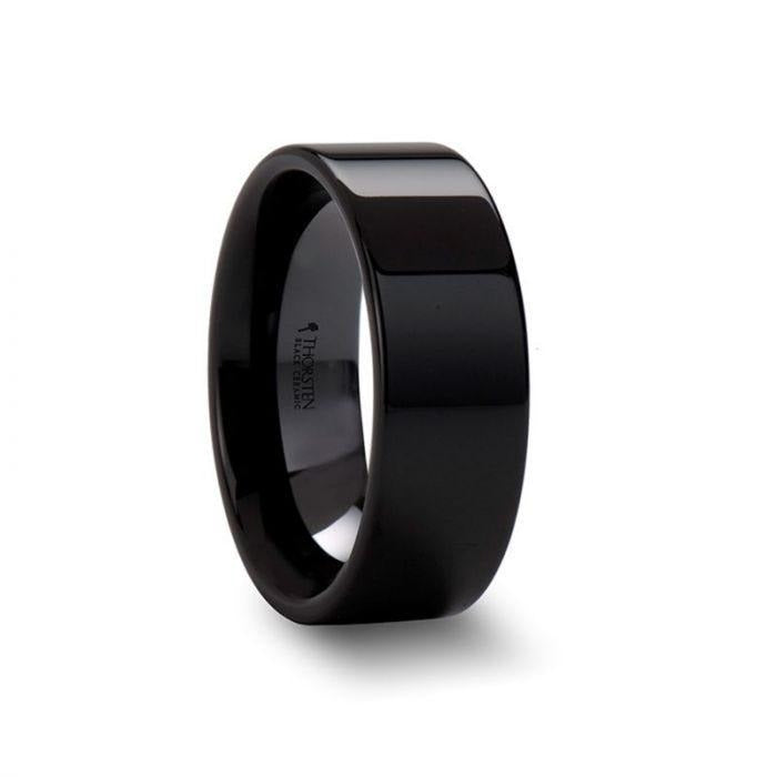 FRAENER Flat Polish Finished Black Ceramic Wedding Ring - 2mm - 12mm - 8mm