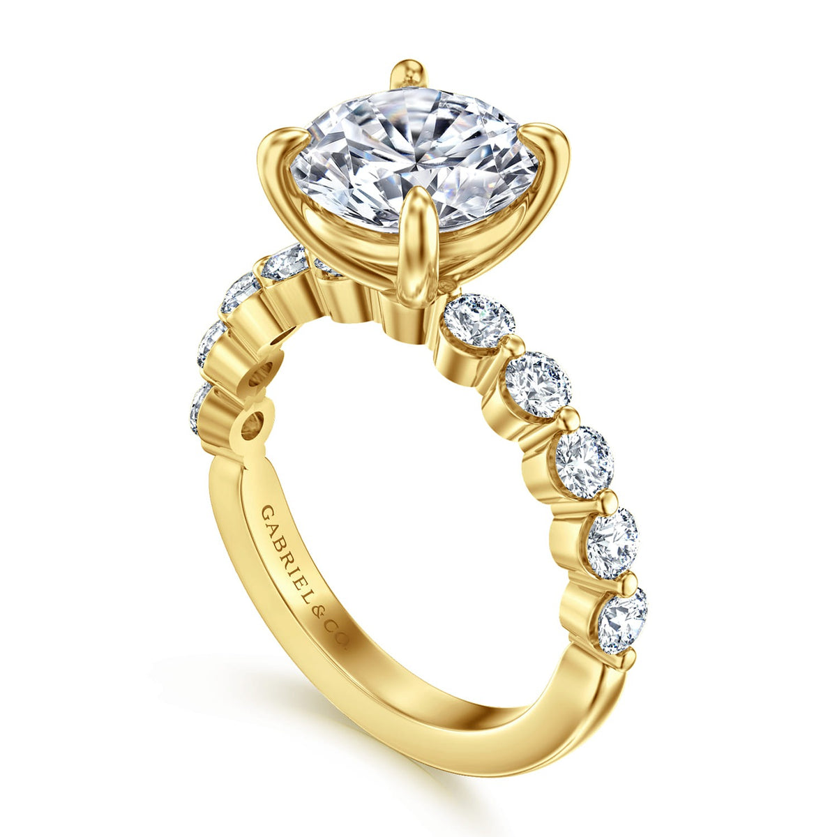 Gabriel & Co. Silvey - 14K Yellow Gold Round Single Prong Diamond Engagement Ring 9mm 3/4ctw