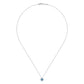 Gabriel & Co. 14K White Gold Round Swiss Blue Topaz and Diamond Halo Pendant Necklace .06CTW