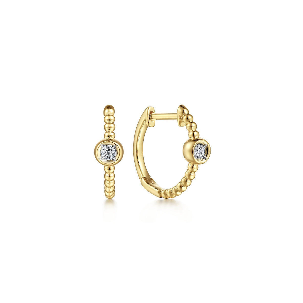 Gabriel & Co. 14K YELLOW GOLD DIAMOND BUJUKAN HUGGIE EARRINGS
