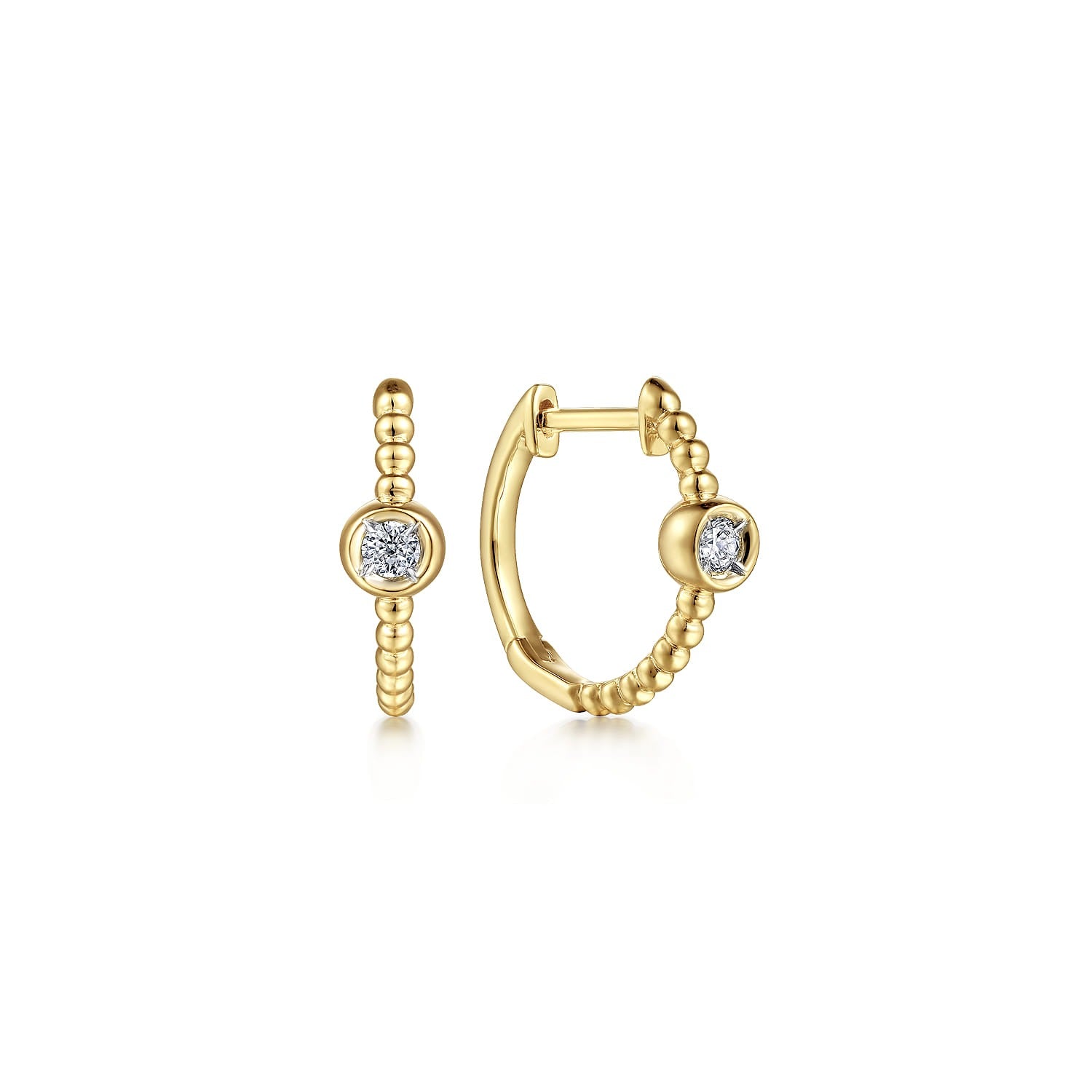 Gabriel & Co. 14K YELLOW GOLD DIAMOND BUJUKAN HUGGIE EARRINGS