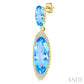 18X8 MM Evoque Gemstones & 10X5 MM Oval Shape Blue Topaz and 3/4 Ctw Round Cut Diamond Halo Semi-Precious Earrings in 14