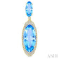18X8 MM Evoque Gemstones & 10X5 MM Oval Shape Blue Topaz and 3/4 Ctw Round Cut Diamond Halo Semi-Precious Earrings in 14