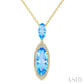 18X8 MM Evoque Gemstones & 10X5 MM Oval Shape Blue Topaz and 1/3 Ctw Round Cut Diamond Halo Semi-Precious Pendant With C