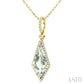 16X7 MM Evoque Gemstone Kite Shape Green Amethyst and 1/5 Ctw Round Cut Diamond Semi-Precious Pendant With Chain in 10K 
