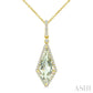 16X7 MM Evoque Gemstone Kite Shape Green Amethyst and 1/5 Ctw Round Cut Diamond Semi-Precious Pendant With Chain in 10K 
