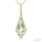 16X7 MM Evoque Gemstone Kite Shape Green Amethyst and 1/5 Ctw Round Cut Diamond Semi-Precious Pendant With Chain in 10K 