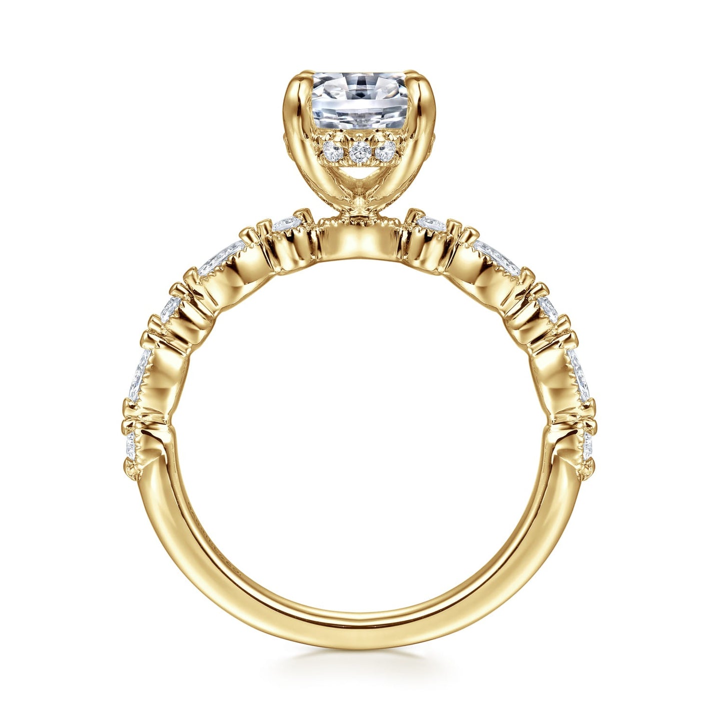 Gabriel & Co. Lanna - 14K Yellow Gold Diamond Engagement Ring 10.5X7 OVAL SEMI 1/3CTW