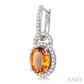 9X7 MM Oval Cut Citrine and 3/8 Ctw Round Cut Diamond Earrings in 14K White Gold