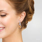 9X7 MM Oval Cut Citrine and 3/8 Ctw Round Cut Diamond Earrings in 14K White Gold