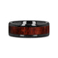 MORADO Purple Heart Wood Inlaid Black Ceramic Ring with Beveled Edges - 8mm