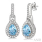 6X4 MM Pear Shape Aquamarine and 1/5 Ctw Round Cut Diamond Earrings in 10K White Gold