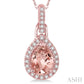 7X5 MM Pear Shape Morganite and 1/10 Ctw Round Cut Diamond Pendant in 10K Rose Gold with Chain