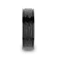 REVENANT Hammered Finish Center Black Ceramic Wedding Band with Dual Offset Grooves and Polished Edges - 6mm or 8mm