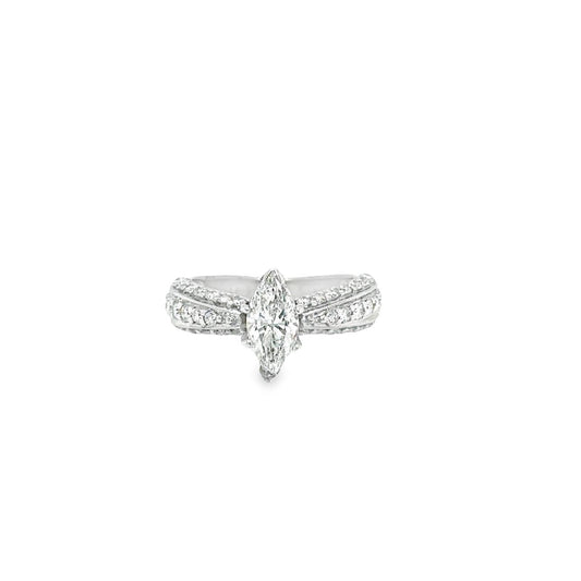 14k White Gold 1.51ctw marquise Engagement Ring