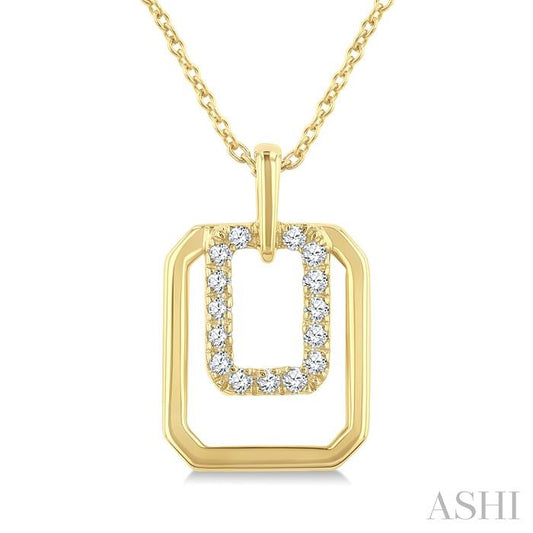 1/10 Ctw Nested Octagonal Frame Round Cut Golden Glow Diamond Fashion Drop Petite Pendant With Chain in 10K Yellow Gold