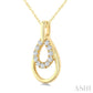 1/10 Ctw Overlay Pear Shaped Frame Round Cut Golden Glow Diamond Fashion Drop Petite Pendant With Chain in 10K Yellow Go