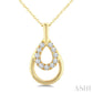 1/10 Ctw Overlay Pear Shaped Frame Round Cut Golden Glow Diamond Fashion Drop Petite Pendant With Chain in 10K Yellow Go