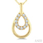 1/10 Ctw Overlay Pear Shaped Frame Round Cut Golden Glow Diamond Fashion Drop Petite Pendant With Chain in 10K Yellow Go