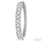 2 Ctw Zigzag Baguette and Round Cut Diamond Hoop Earrings in 14K White Gold