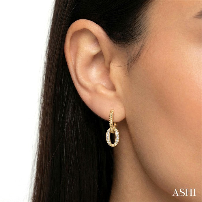 1/4 Ctw Interlocked Rope Round Cut Diamond Fashion Earrings in 10K Yellow Gold