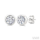 3/8 Ctw Bezel Set Round Cut Diamond Stud Earrings in 14K White Gold