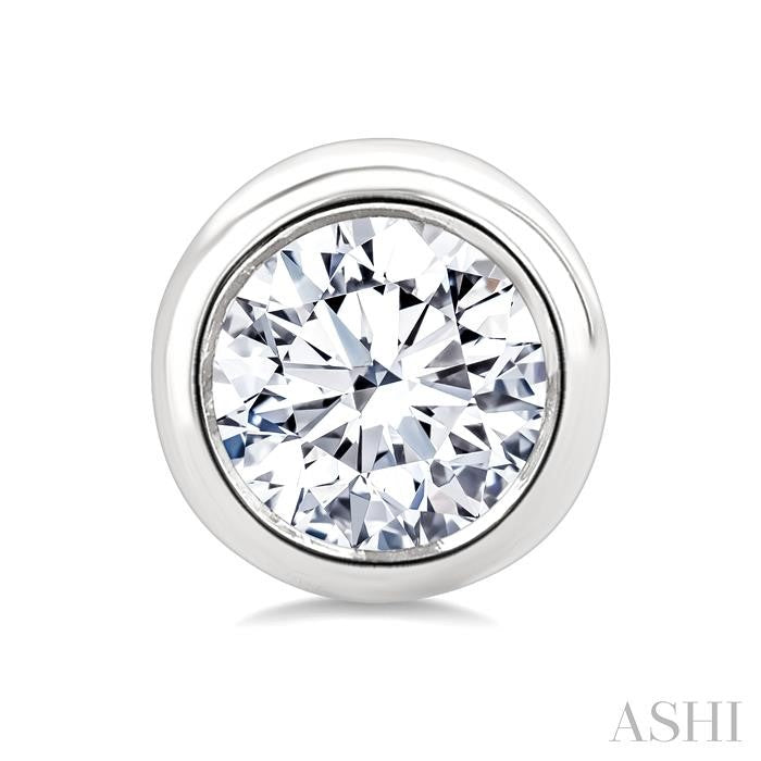 3/8 Ctw Bezel Set Round Cut Diamond Stud Earrings in 14K White Gold